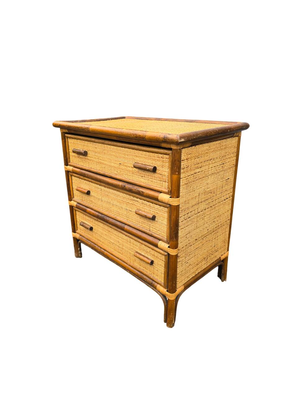 Rattan chest of drawers with 3 drawers