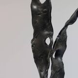 Sculptural brutalist floor candle holder made of hand-forged iron from the 1950s.