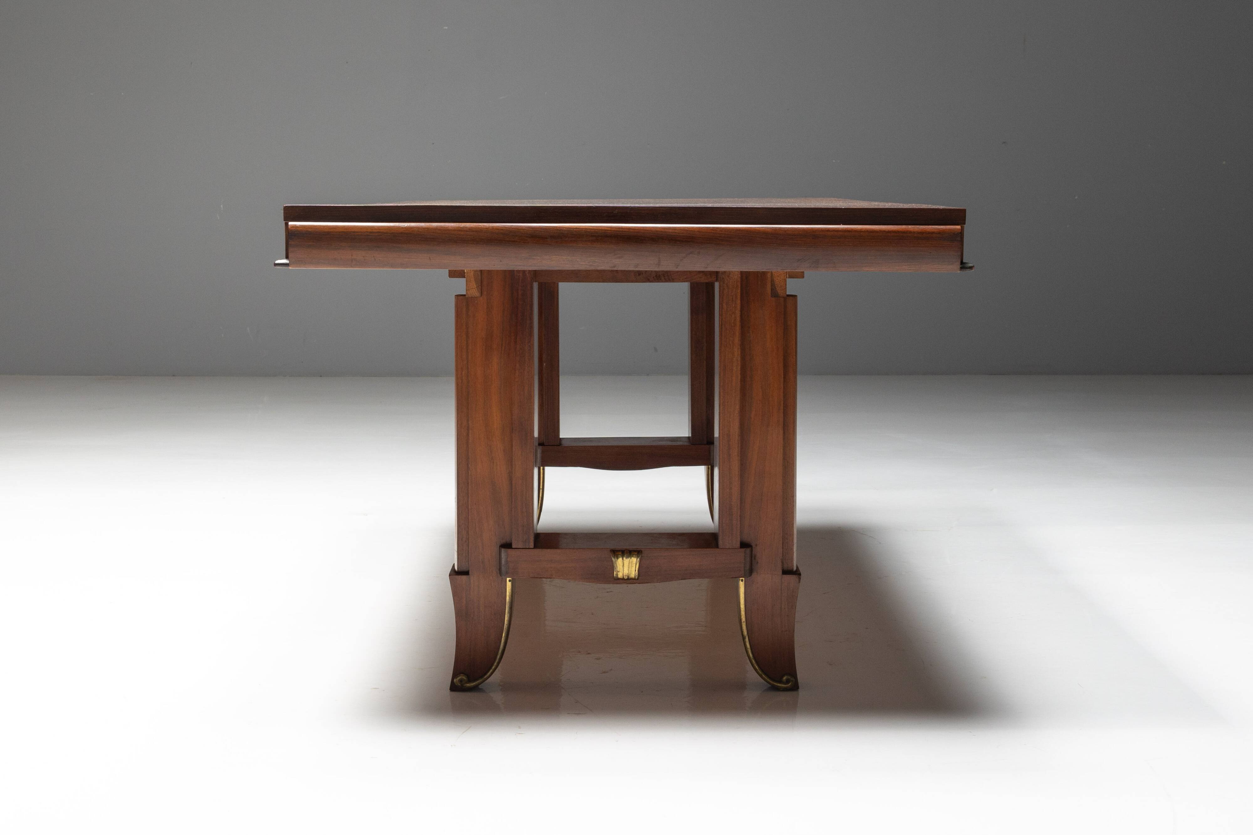 Art Deco parquetry dining table, France, 1930s
