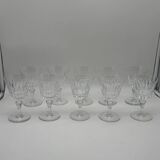 10 Baccarat Glasses, Model Picadilly, France, Crystal Stemmed Glasses