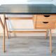Vintage desk from the 60s-70s, light oak, in superb condition.