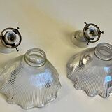 Holophane wall lights with bistro-style porcelain supports