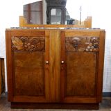 Sideboard art deco 1930 walnut floral pattern