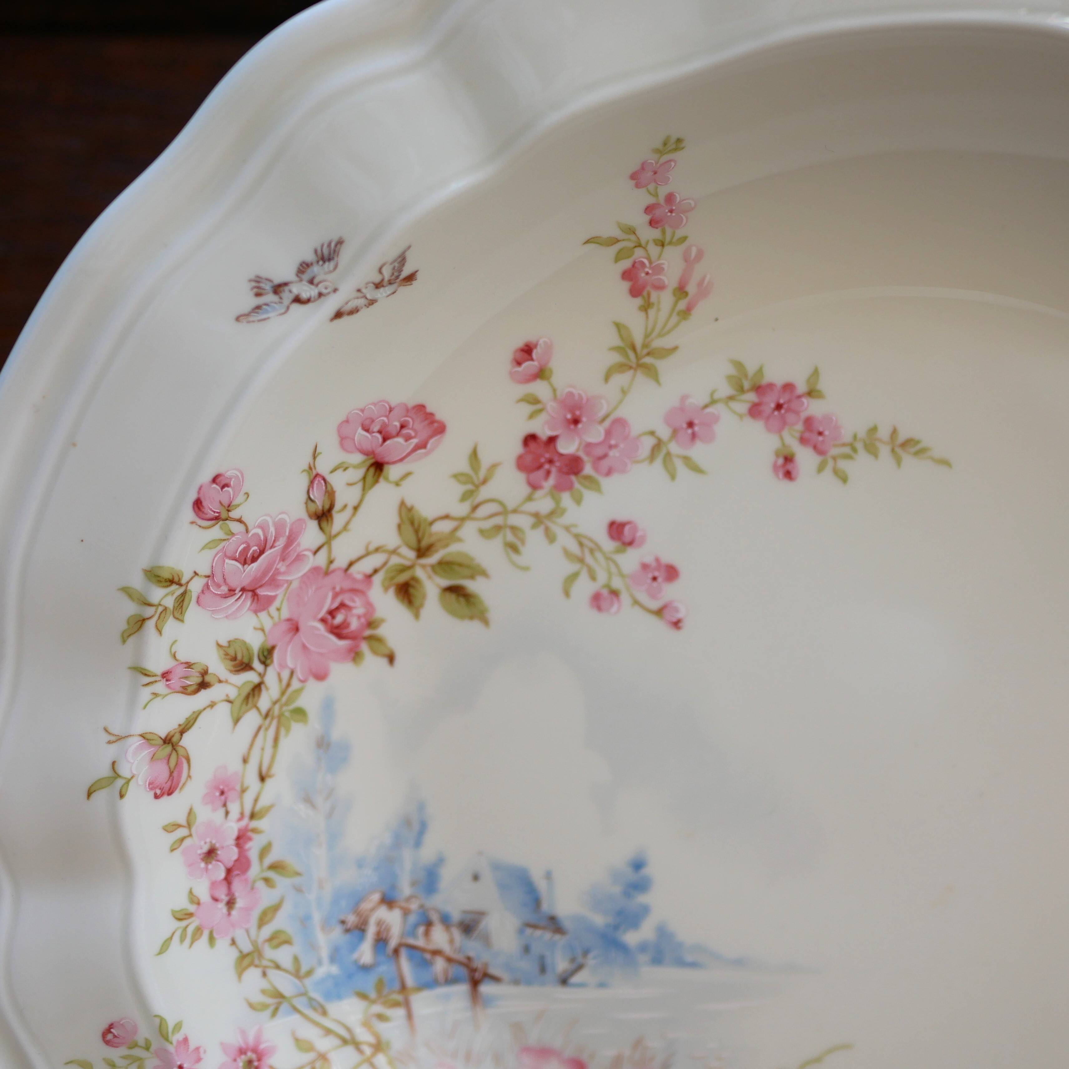 Large hand-painted Art Deco bowl from Limoges