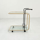 Postmodern beige metal and glass trolley, 1980