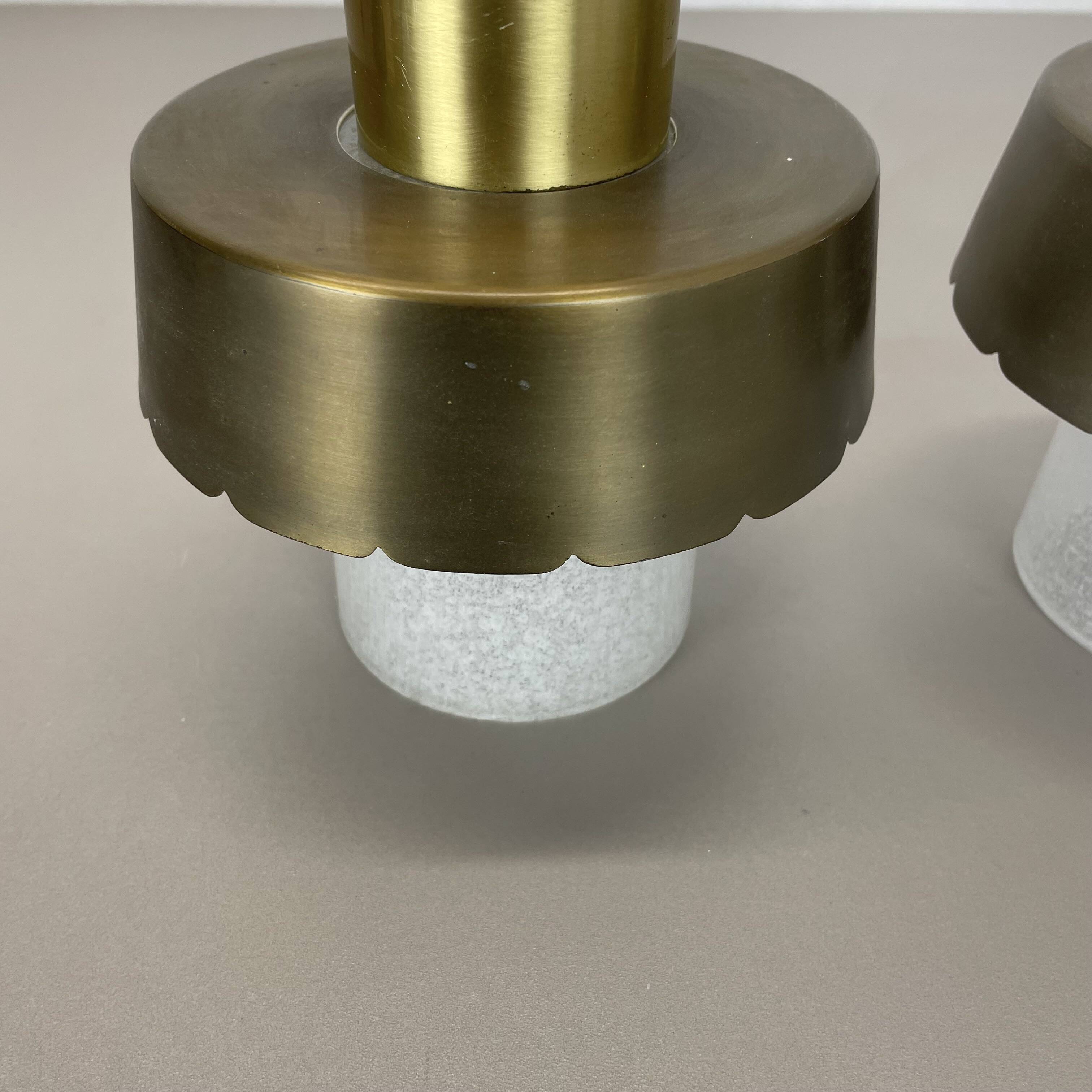 Set of two minimalist Brass and glass "tube" Ceiling Light, Italy 1970s