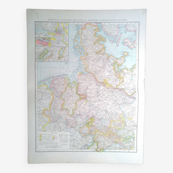 A geographical map from the Richard Andrees atlas year 1887 Hannover Northern Germany