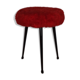 Stool in 1960 1970 vintage red rug