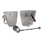 Duo de seau à glaçons cristal, métal argenté, vintage