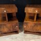 Pair of Art Deco bedside tables in walnut, left and right.