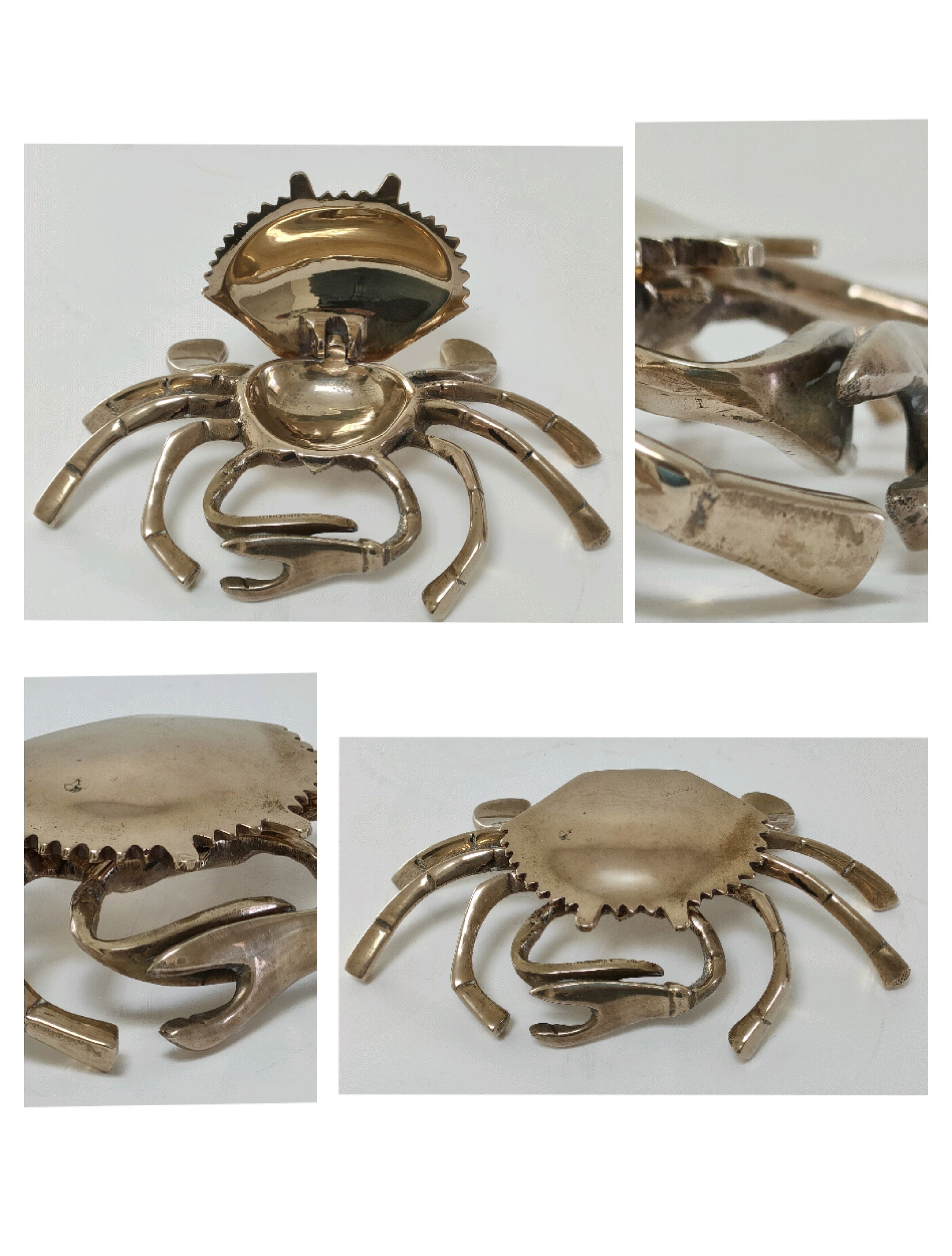 Vintage solid brass crab