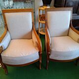 Paire de Fauteuils bergères lin