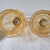 Duo of amber molded glass pendant lights