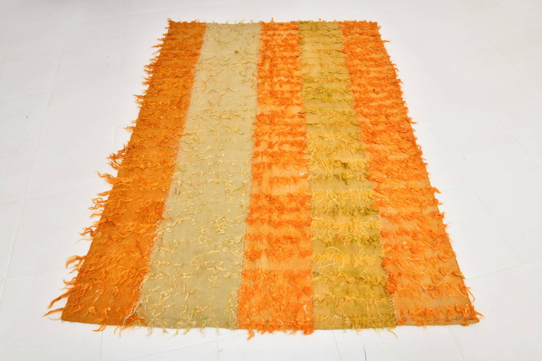 5x7 Yellow & Orange Moroccan Wool Kilim Rug, 146x210Cm