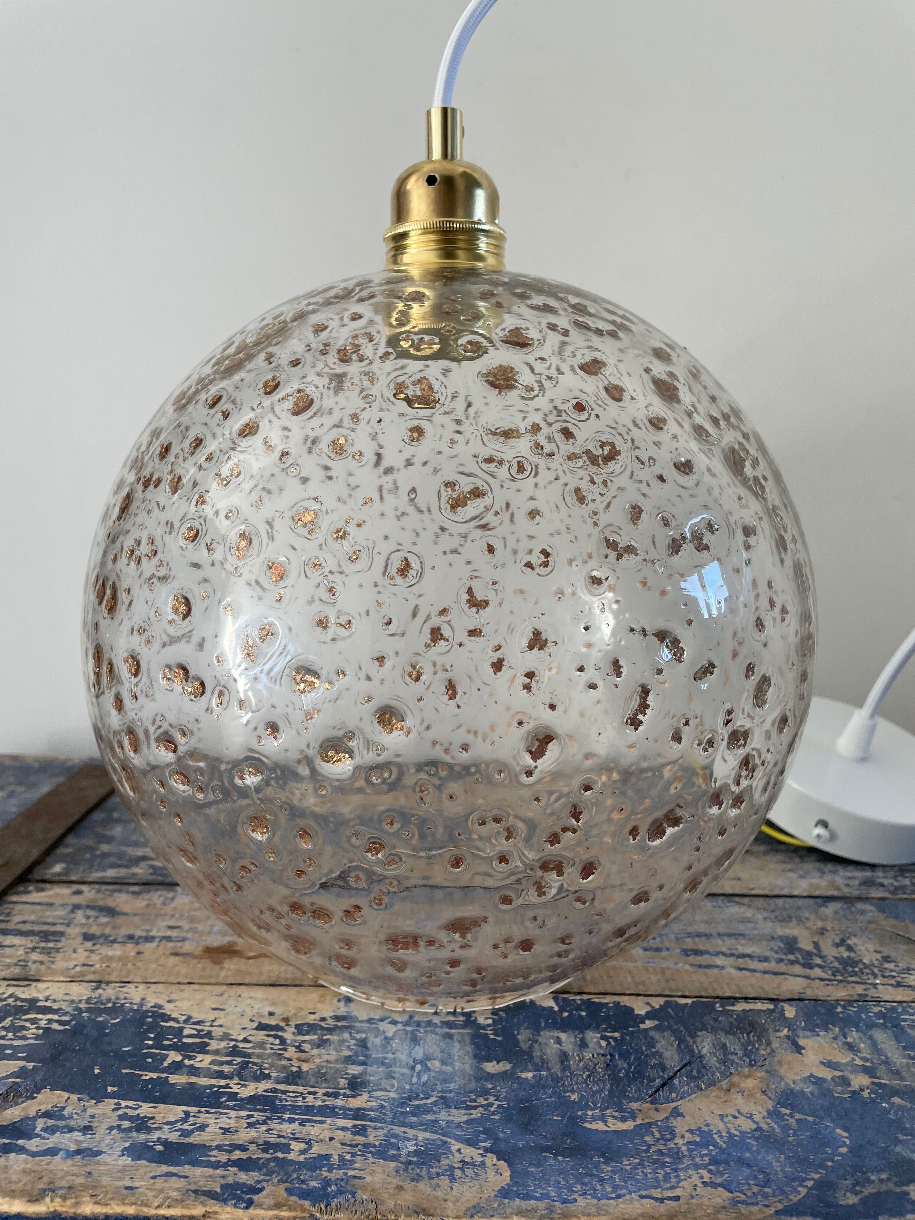 New electrified gold glitter glass pendant lamp