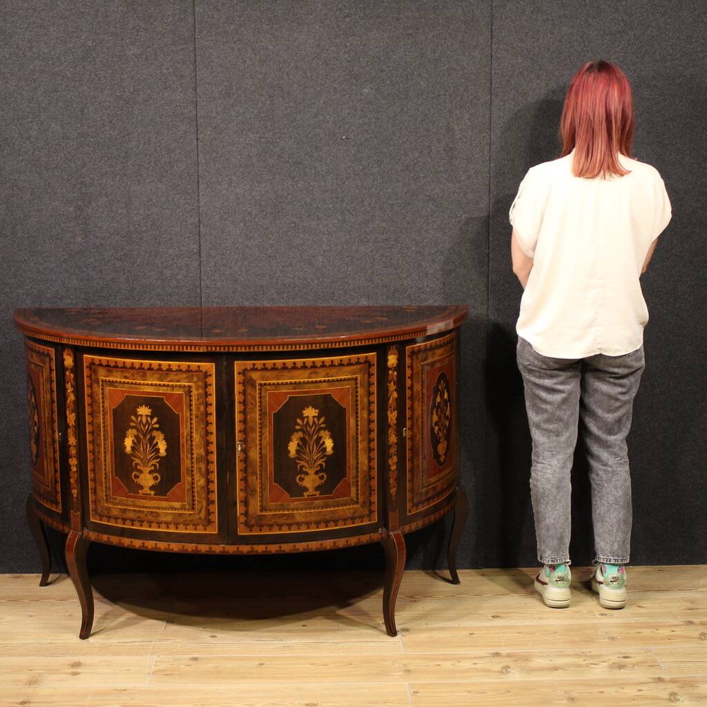 20th Century Inlaid Half Moon Sideboard