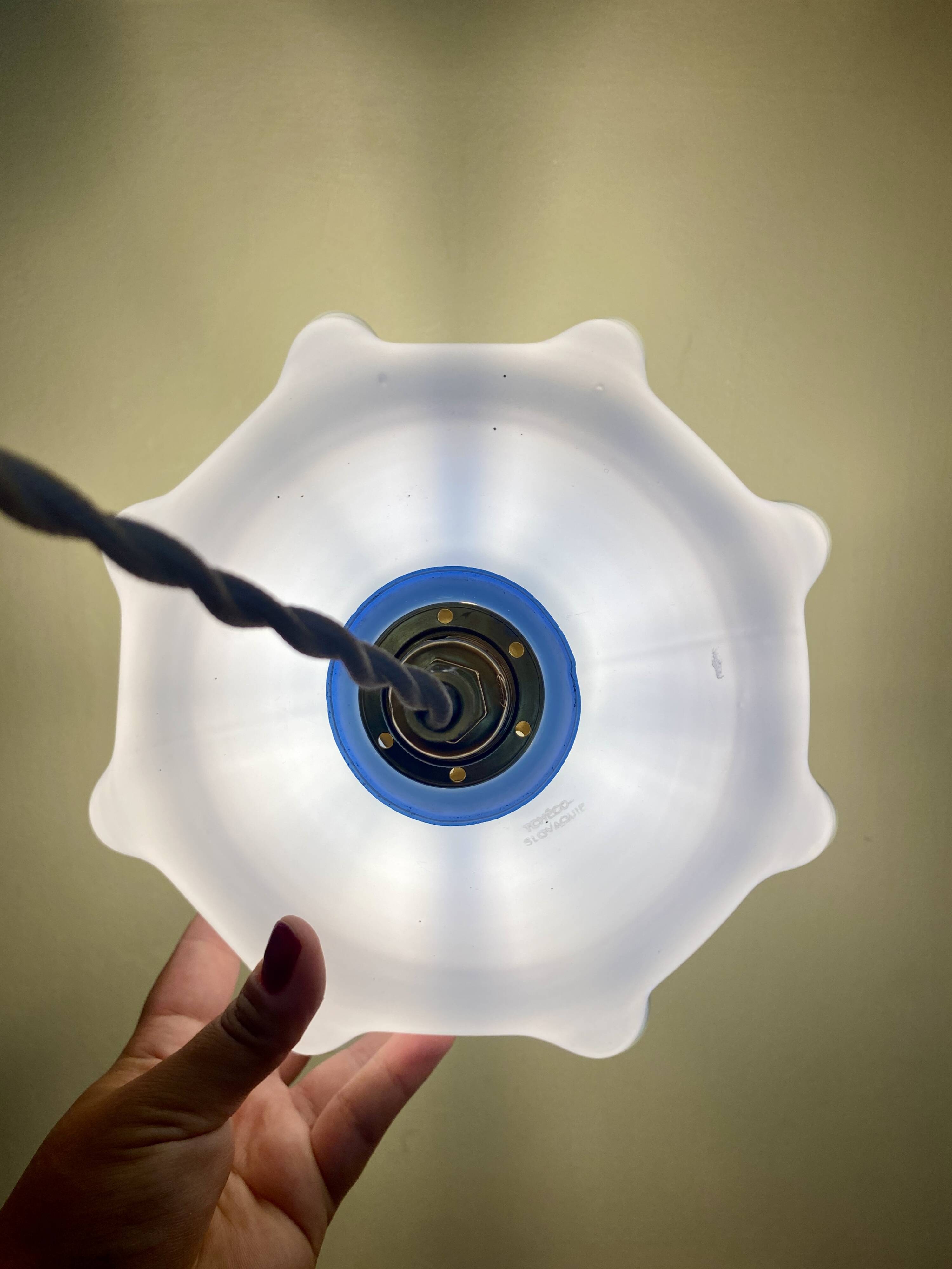 Vintage blue opaline lampshade pendant light