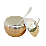 Art Deco, Sweet silver jam jar in the shape of an apple Inactive