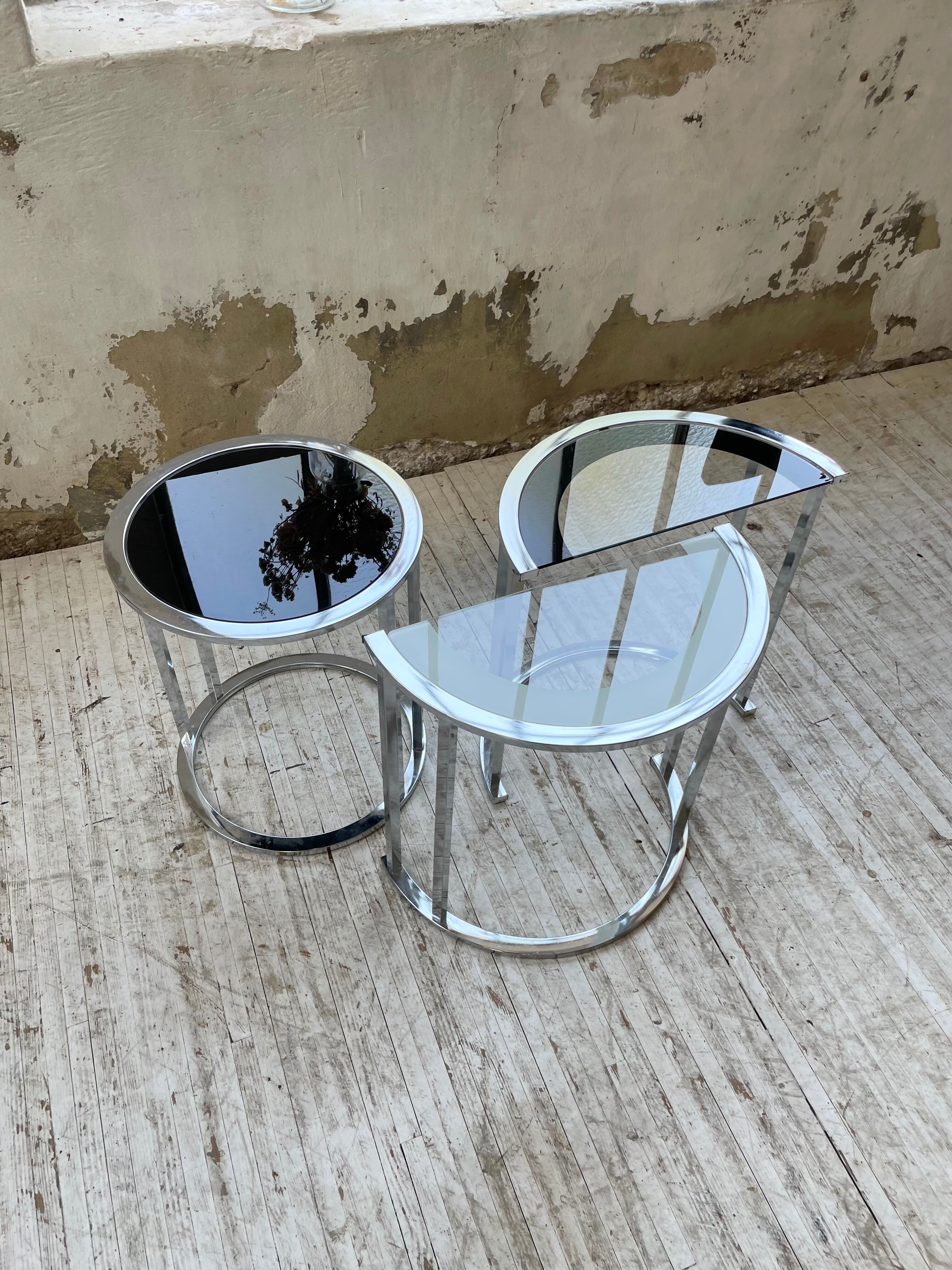 Trio of 70s chrome consoles