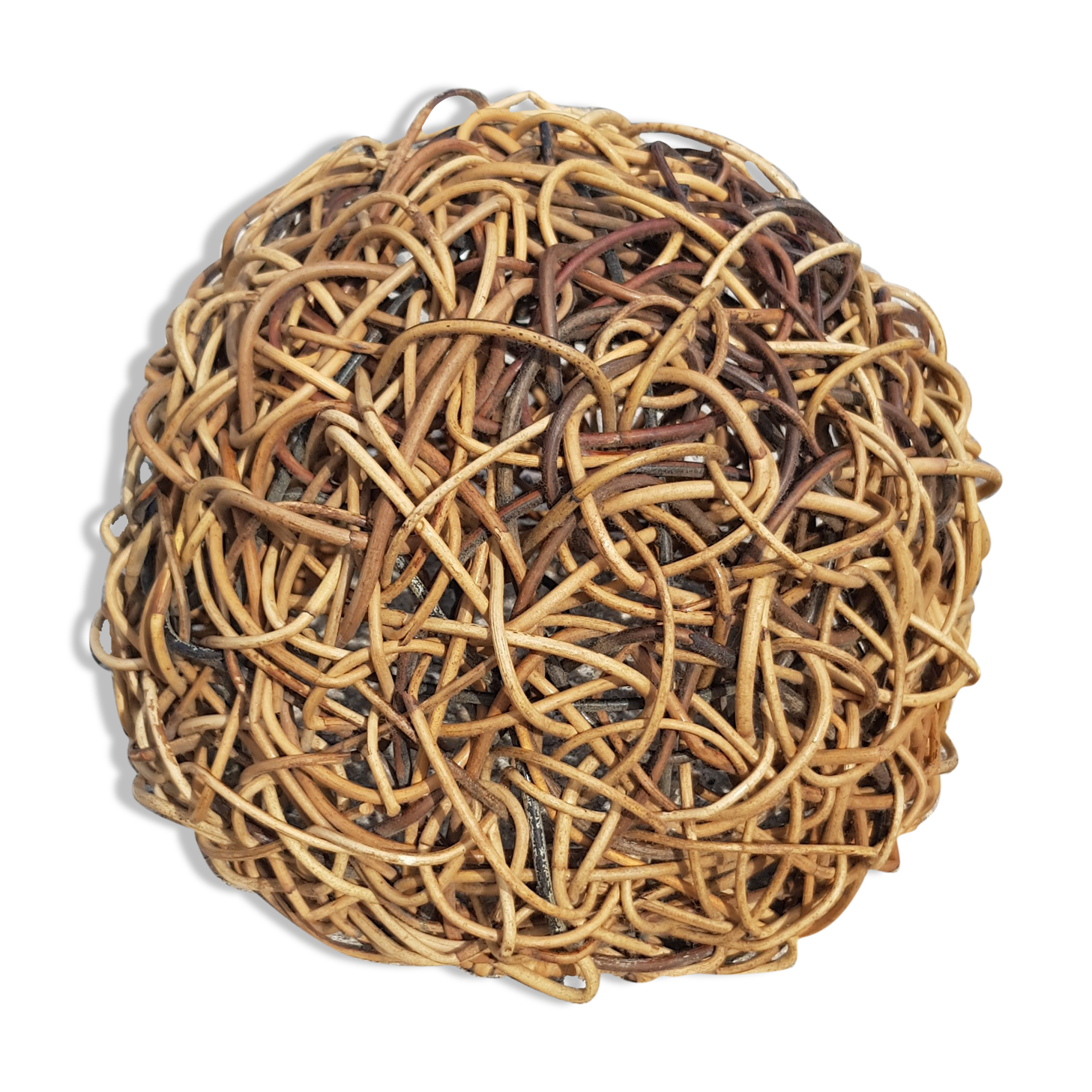 Round wicker wall lamp