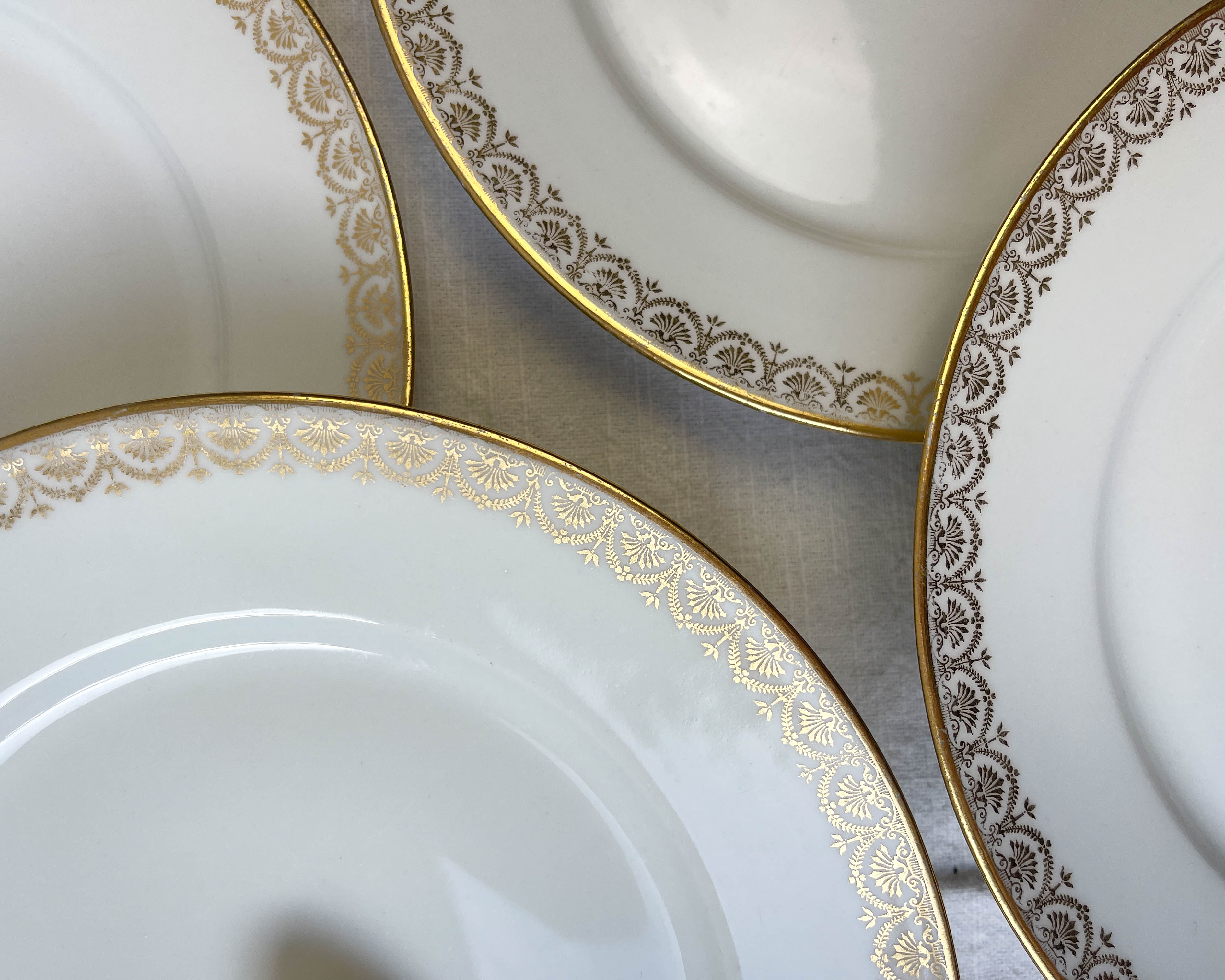 8 porcelain plates limoges w. guerin & cie blanche dorée