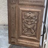 Porte de placard, panneau décoratif en bois coupé de fruit sculpté ancien