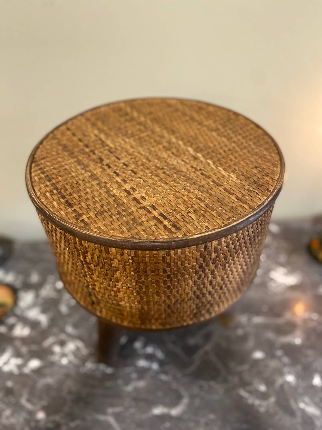 Wood and wicker stool