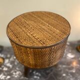 Wooden and wicker stool