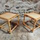 Vintage bamboo and rattan side tables – France, 1970s