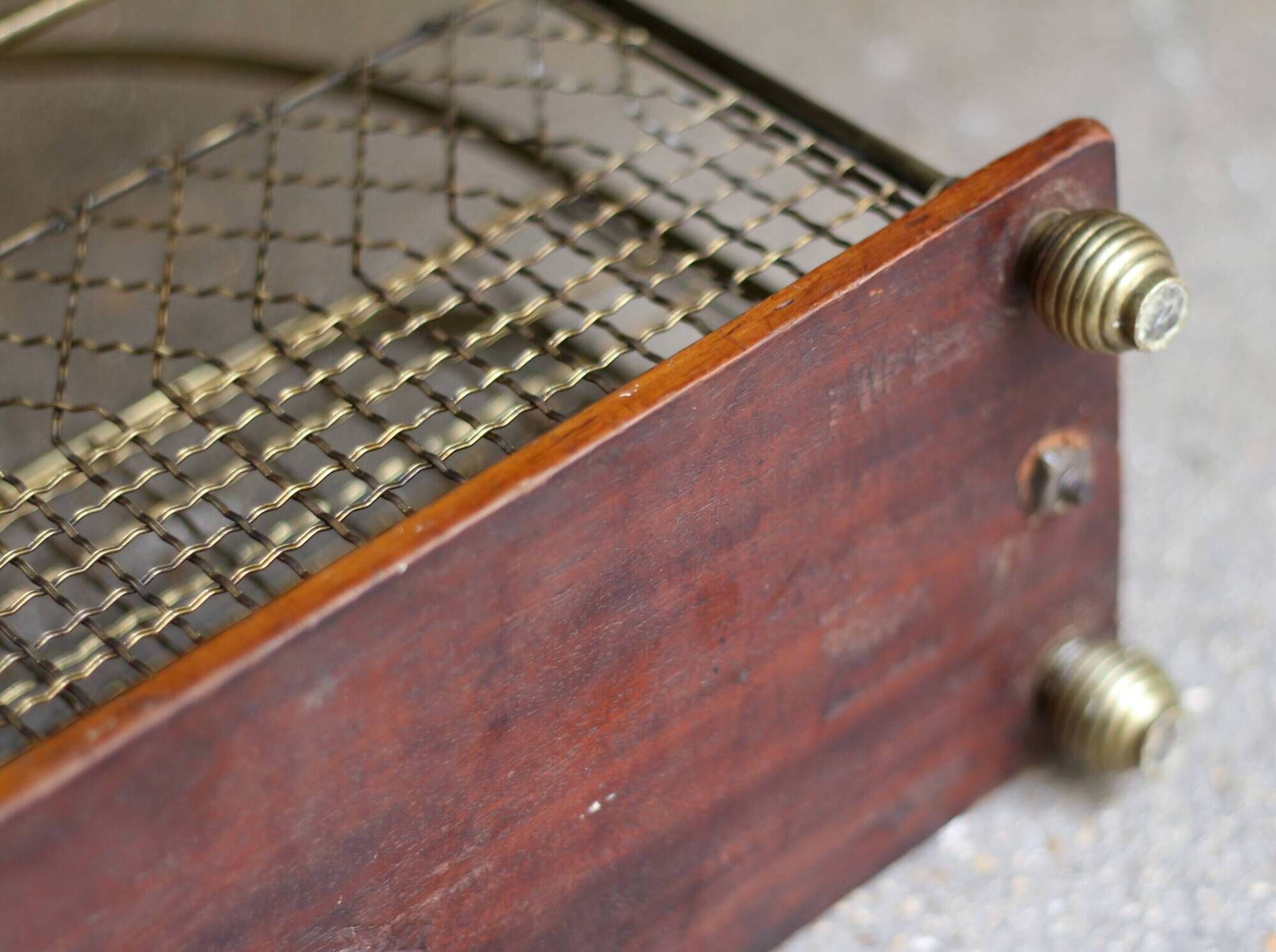 Adorable victorian s.hall magazine rack. brass/mahogany.