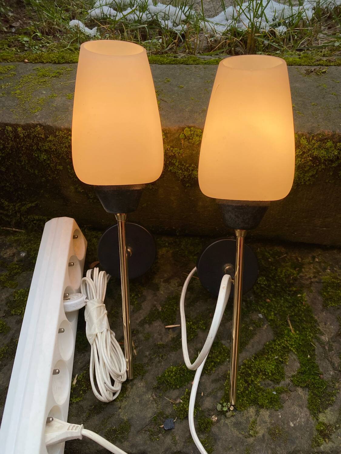 Pair of opaline wall lights from Maison Arlus circa 1950