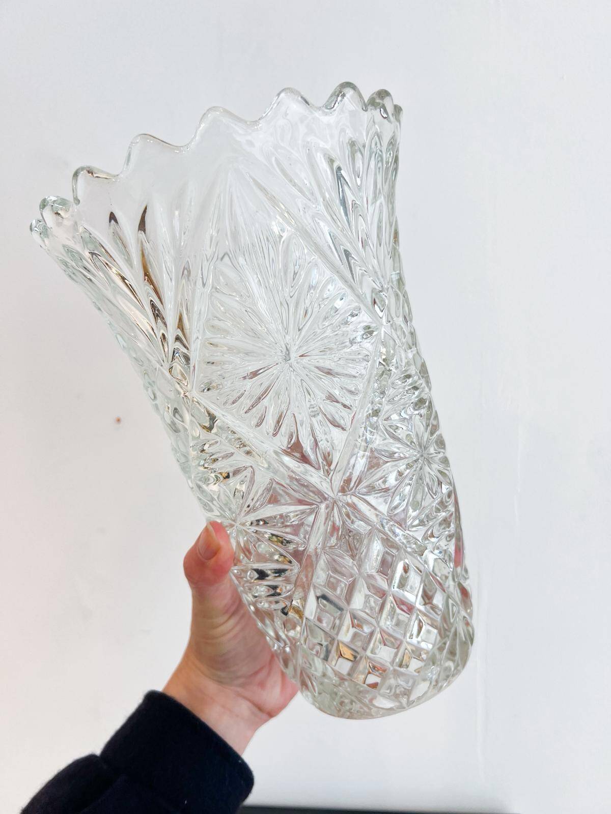 Large moulded glass vase - 1970s/80s