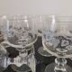 Set of 8 red wine glasses on crystal legs decorated with grapes and vine branches Luminarc