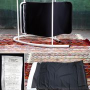 Rocking chair Memphis Ellipse leather Les Amisco with its cushion