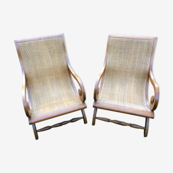 Lot of 2 Balinese armchairs