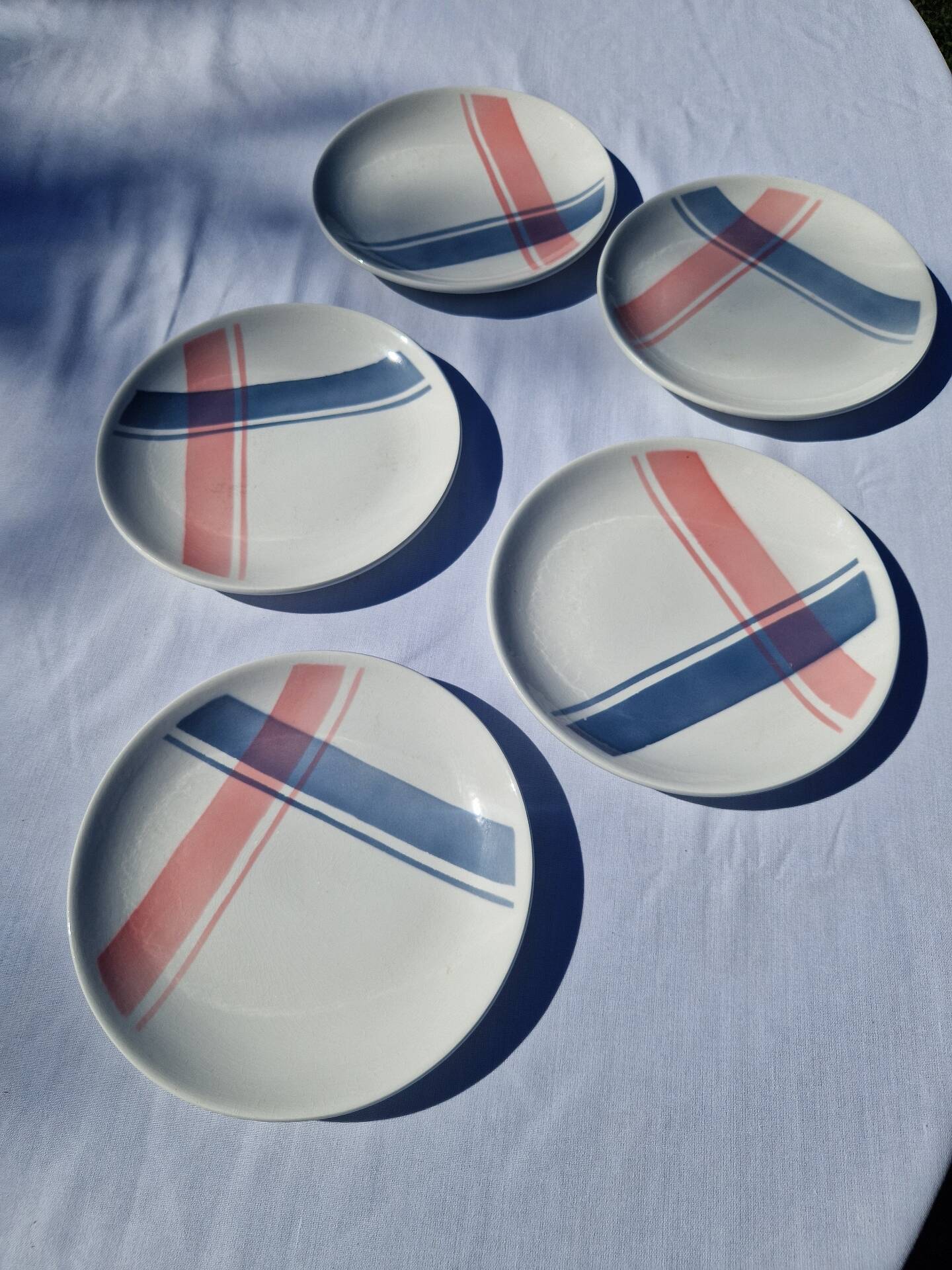 Lot De 5 Assiettes À Dessert Motif Nappe