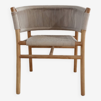 Wooden bistro chair with armrest