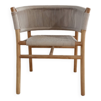 Wooden bistro chair with armrest