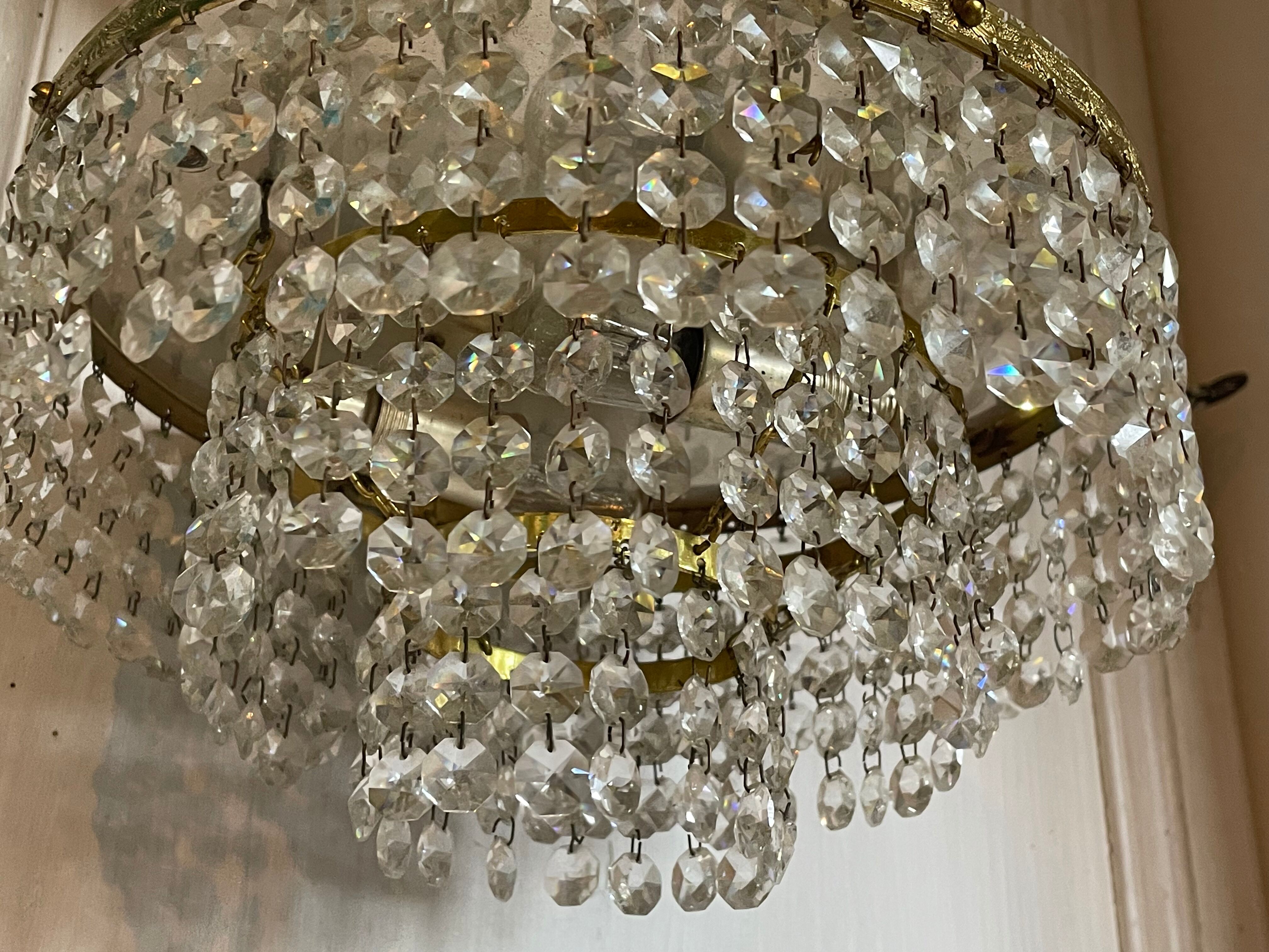 Ceiling lamp crown brass with vintage tassels