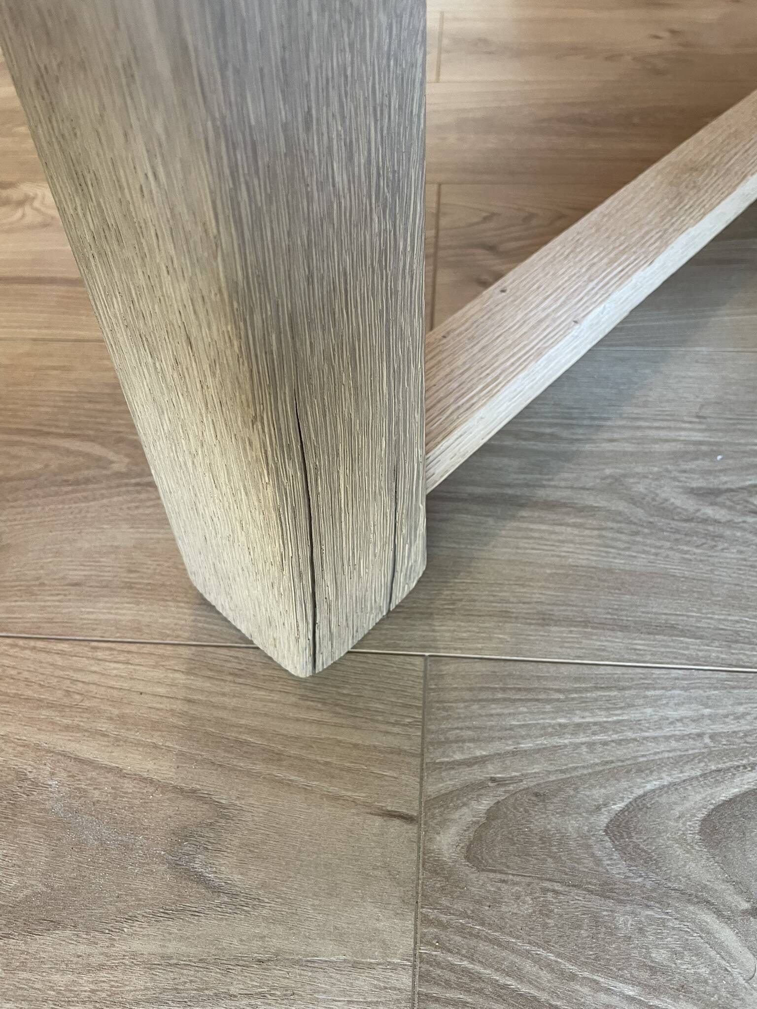 Large antique coffee table in sandblasted solid oak - Rustic chic style
