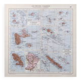 Old map of French overseas departments in 1950 43x43cm