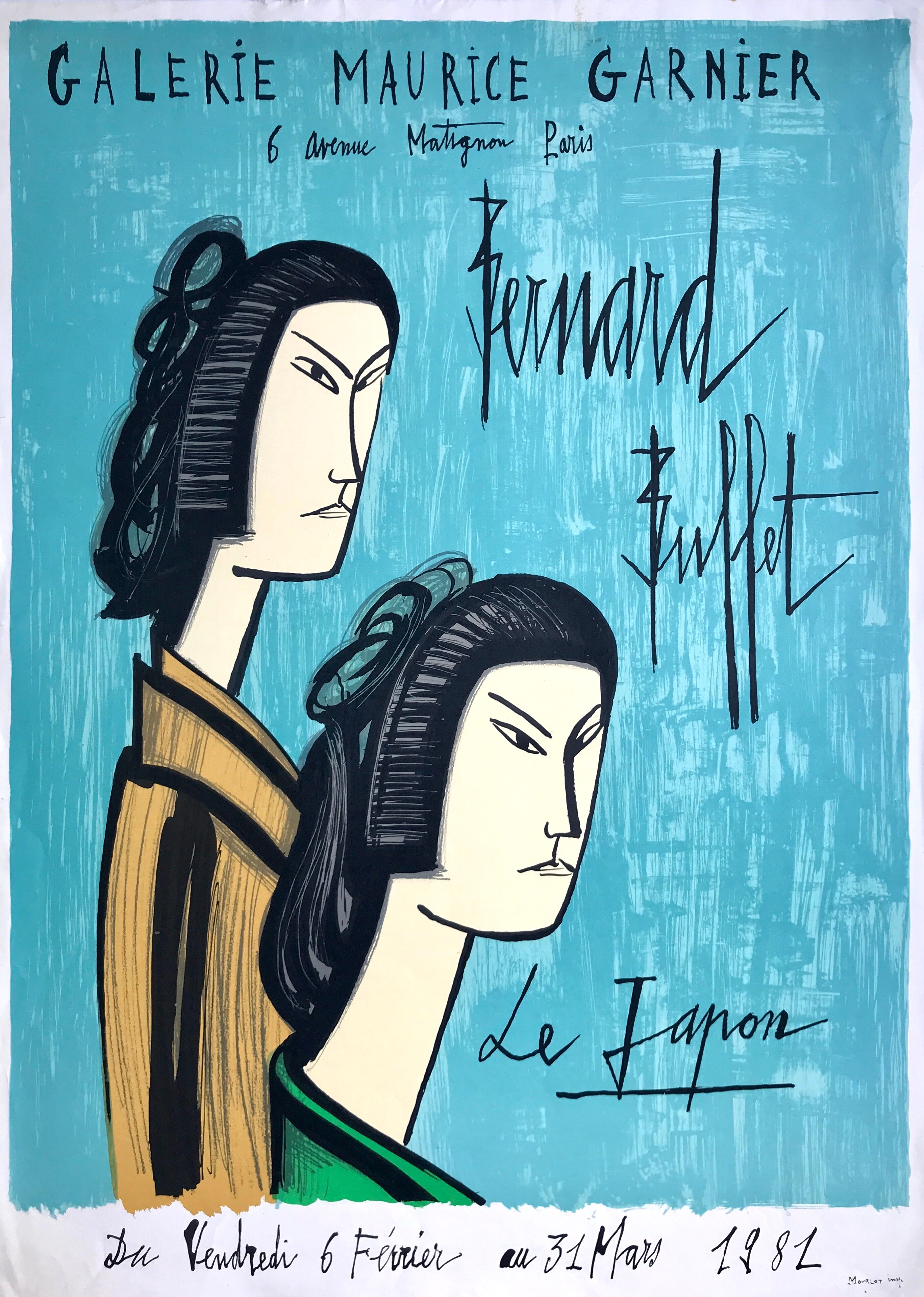 Poster in lithograph by Bernard Buffet, Galerie Maurice Garnier - Le Japon, 1981