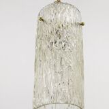 Two suspended lamps in glass and brass by J.T. Kalmar, Vienna, mid-century, Austria, 1950s.