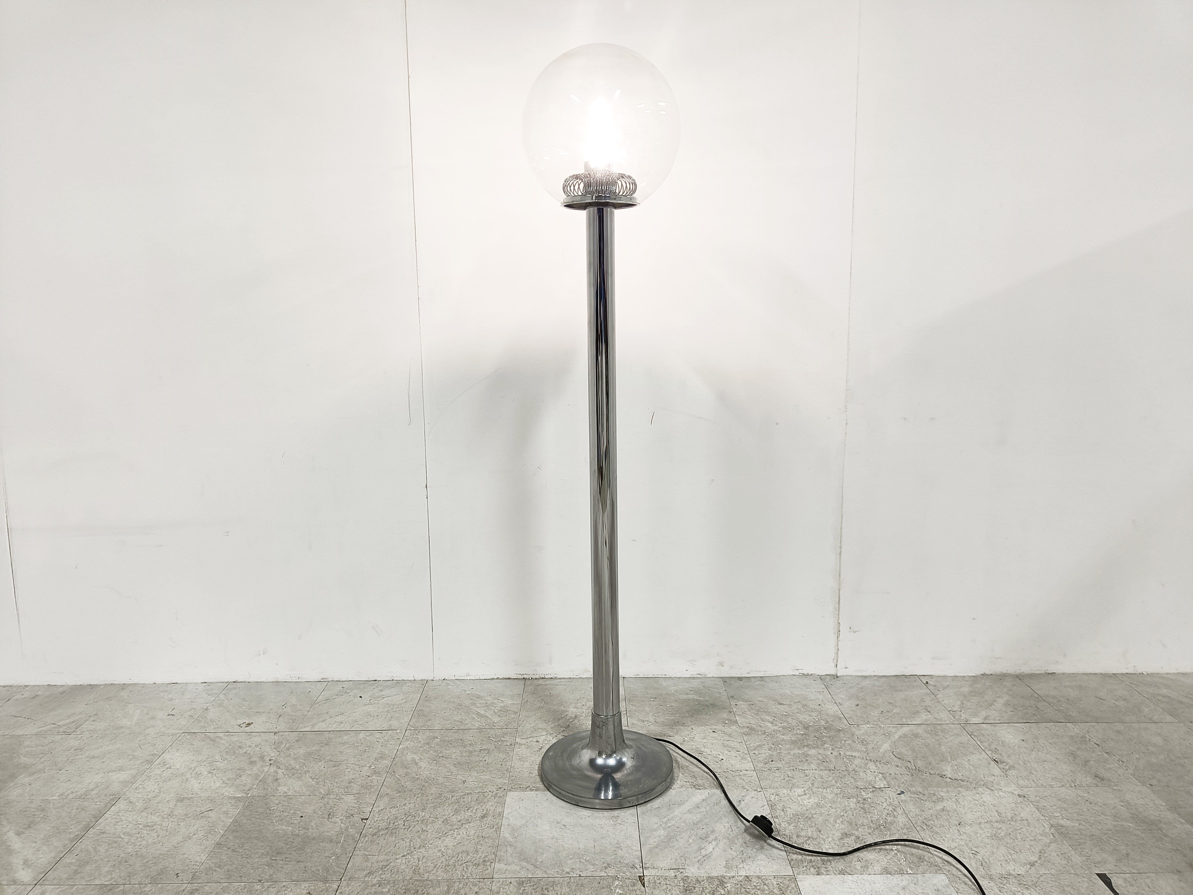 Vintage chrome and glass floor lamp, 1970s