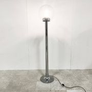 Lampe de sol vintage en chrome et verre, années 1970