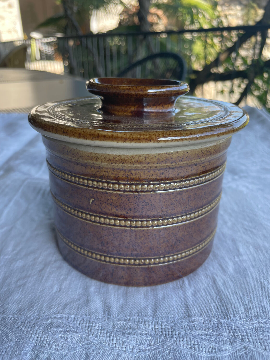 Vintage grès du berry butter dish