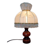 Rustic chic bedside lamp, wood and dome lampshade