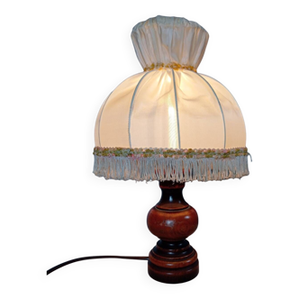 Rustic chic bedside lamp, wood and dome lampshade