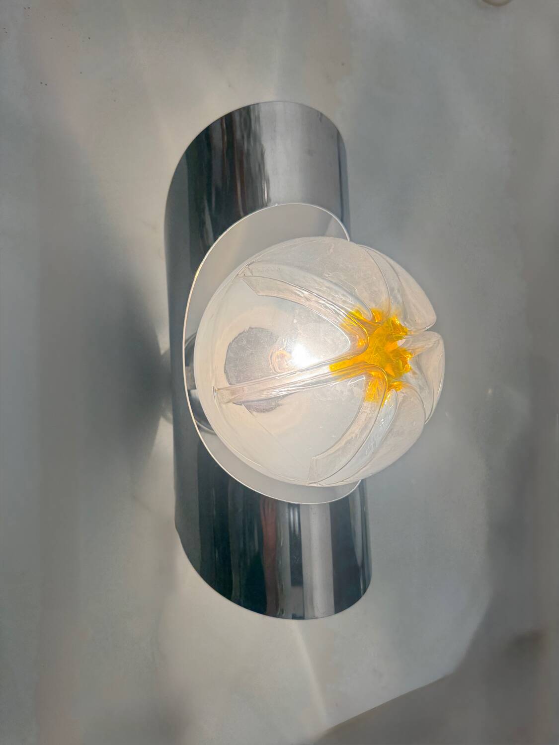 Chrome Murano Glass Sconces by Mazzega Set of 2