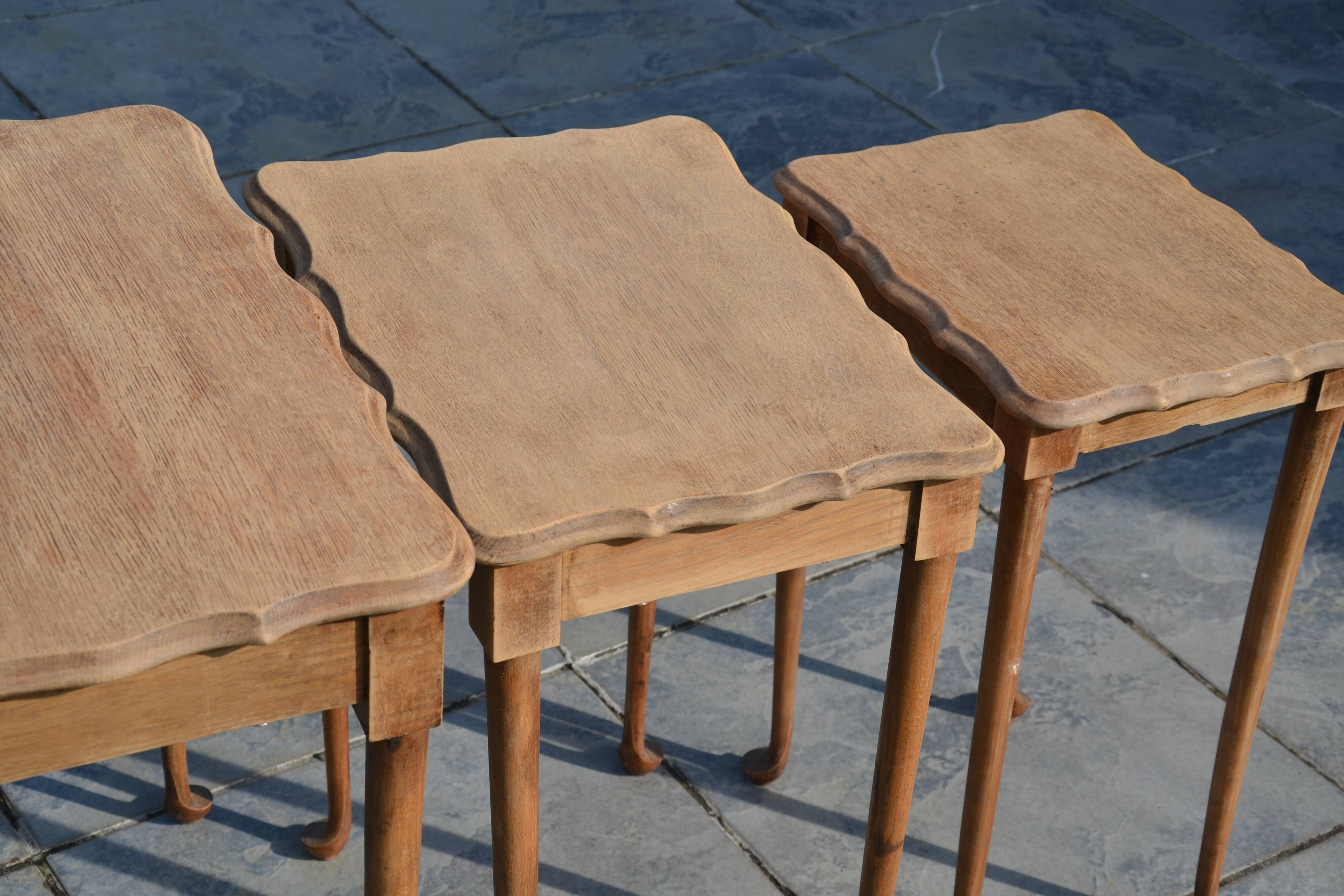 Nesting tables in oak from the 1930s.
